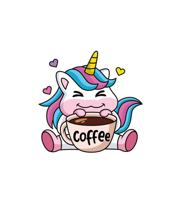 Unikornis caffee minta fehér pólón
