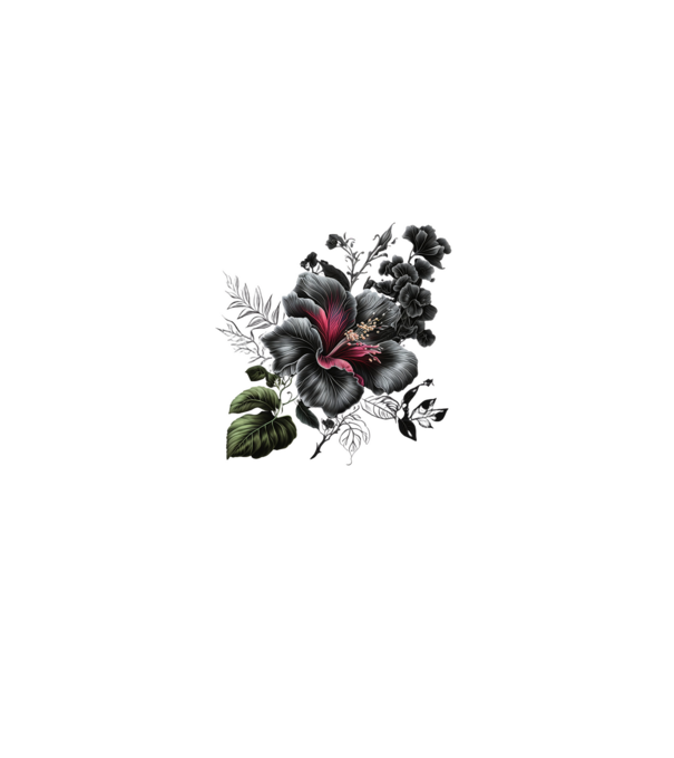 Hibiscus Virág Tetoválás Minta Pólóra És Pulcsira minta fekete pólón