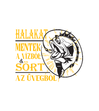 Halakat és sört mentek minta fehér pólón