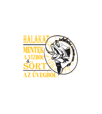 Halakat és sört mentek minta fehér pólón