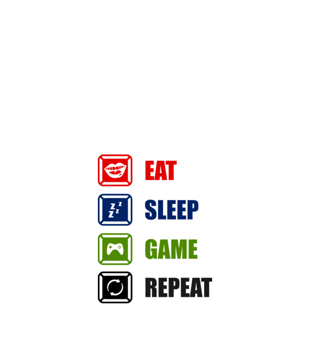 Eat Sleep Game Repeat minta fehér pólón