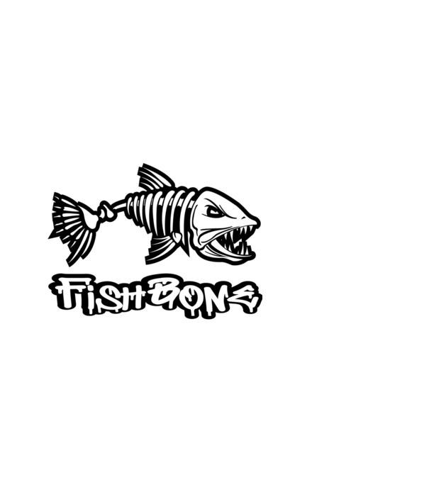 Fishbone 2 fehér minta fekete pólón