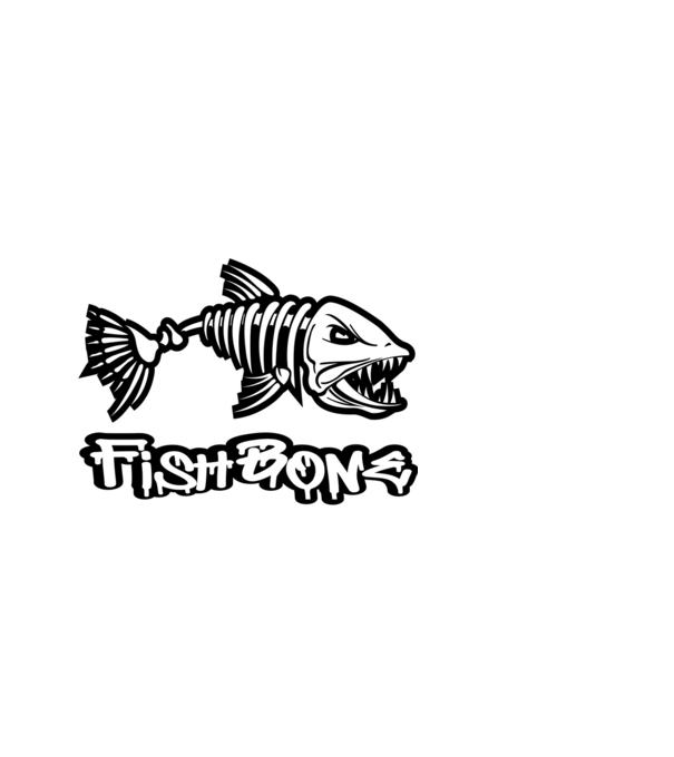 Fishbone 2 fehér minta fekete pólón