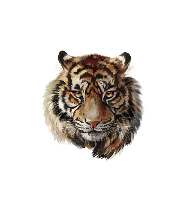 Tigris festmény minta fehér pólón