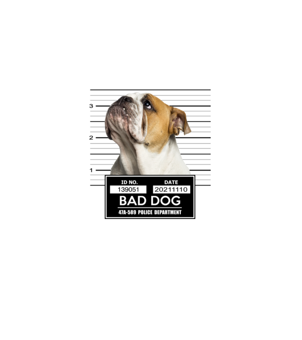 Angol Bulldog - Bad Dog minta fehér pólón