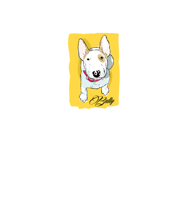 Bullterrier minta fehér pólón