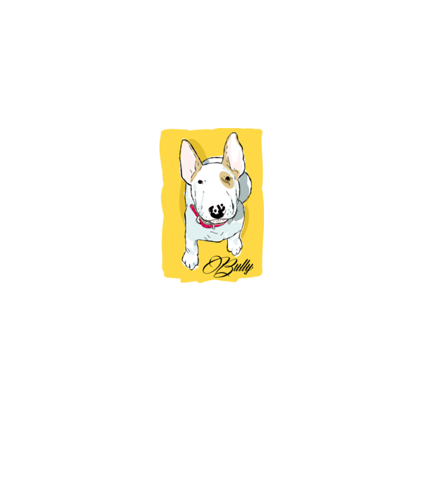 Bullterrier minta fehér pólón