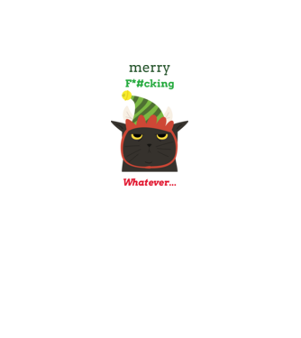 Merry fucking whatever-antiszociális cica minta fehér pólón