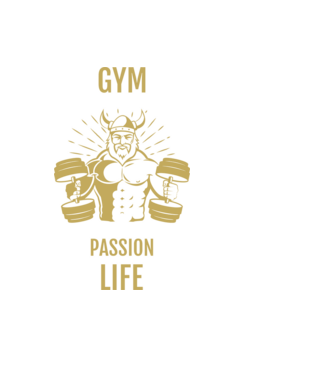 Gym passion life- kigyúrt viking minta világoskék pólón
