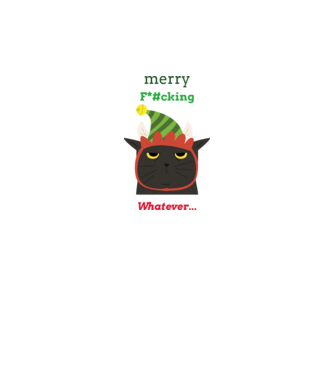 Merry fucking whatever-antiszociális cica minta fehér pólón