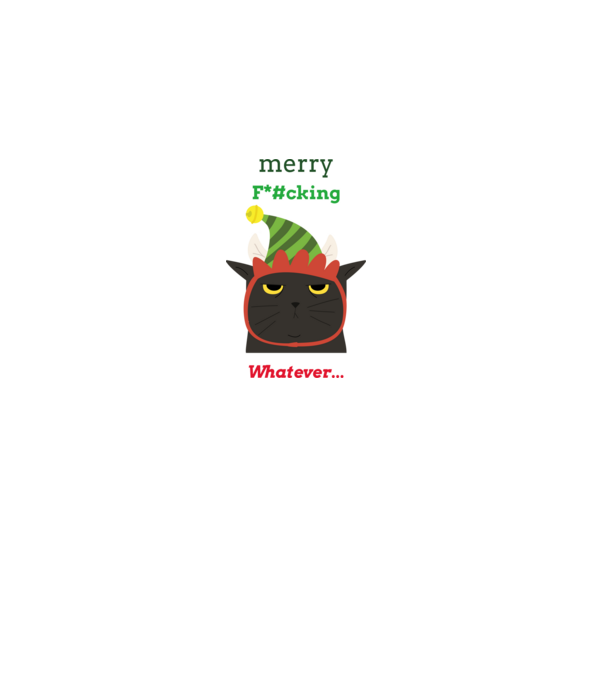 Merry fucking whatever-antiszociális cica minta fehér pólón