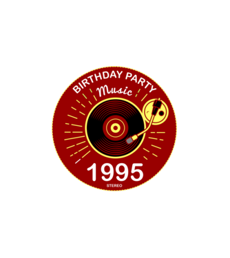 BIRTHDAY PARTY MUSIC, BAKELIT LEMEZJÁTSZÓ 1995 STEREO minta fehér pólón