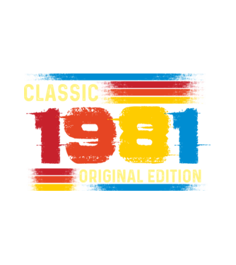 classic, original edition, retro, vintage évszám, születésnapi dátum, 1981 minta fehér pólón