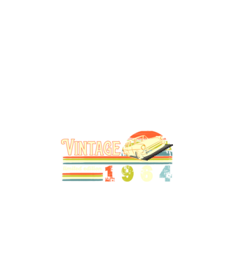 vintage, limited edidtion, retro születésnapi felirat, évszám veterán autóval, 1964 minta fekete pólón