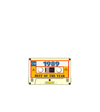 retro születésnapi audio kazetta, magnókazetta, best of the year 1989 minta fehér pólón
