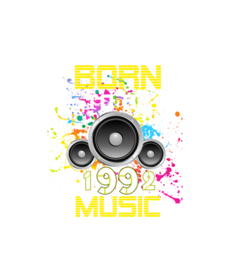 born to be music 1992-ben született, zenés születésnapi minta minta fehér pólón