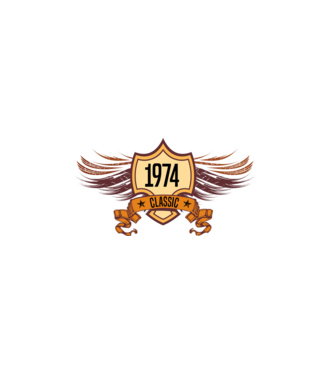 classic szülinapi embléma 1974 minta fekete pólón