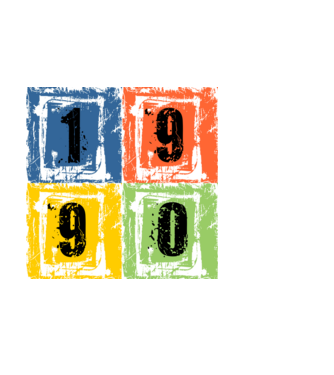 grunge number, szám 1990 minta fekete pólón