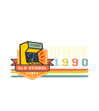old school gamer, since 1990, régi játékos, szültésnap, 1990 minta fehér pólón
