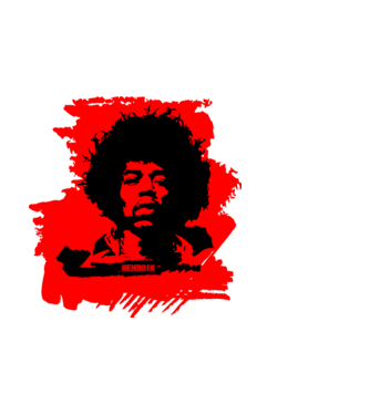 jimmy hendrix,rock&roll klasszikus, rocker, hippie, zenész,amerika,piros minta fekete pólón