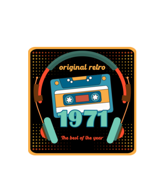 original retro audió kazetta, füles, régi magnókazetta évszámmal. 1971 minta fehér pólón
