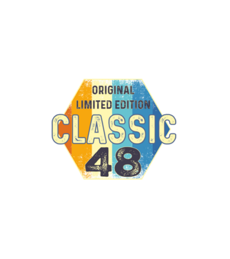 original classic limited edition embléma 48 éves születésnapra minta fekete pólón