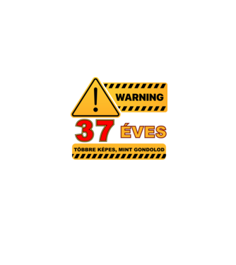 WARNING, 37 ÉVES TÖBBRE KÉPES, MIT GONDOLOD minta farmerkék pólón