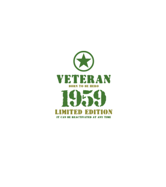 VETERAN, BORN TO BE HERO, SZÜLETÉSNAPI ÉVSZÁM FELIRATTAL 1959 minta homokszín pólón