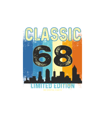 CLASSIC LIMITED EDITION,  68 éves szülinapra, retro póló minta homokszín pólón