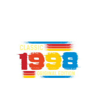 classic, original edition, retro, vintage évszám, születésnapi dátum, 1998 minta fekete pólón