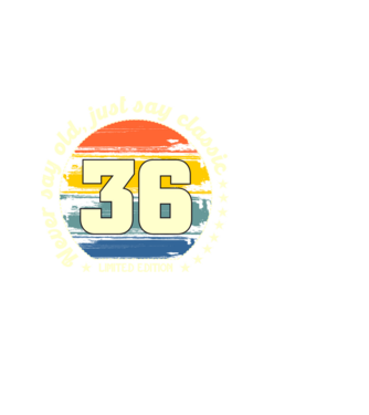 never say old, just say classic, retro, vintage, szülinapi embléma, szám, 36 minta fekete pólón
