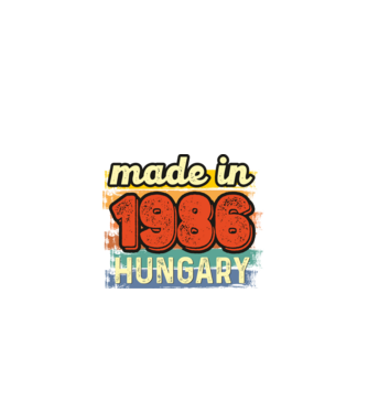 made in hungary felirat, retro évszám, grunge stílus, 1986 minta fekete pólón