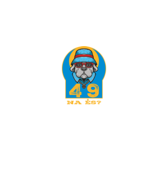 na és 49 éves születésnap, cool kutya sapkában minta királykék pólón