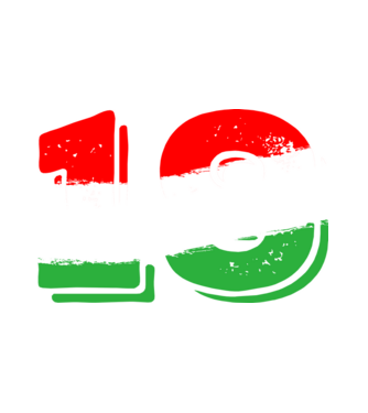 magyar trikolor, piros fehér zöld szám 19 minta fehér pólón