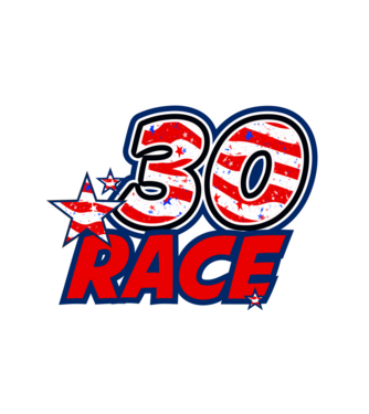 race, rajtszám, USA zászló, szülinapos, 30 éves minta fehér pólón