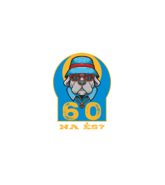 na és 60 éves születésnap, cool kutya sapkában minta fekete pólón