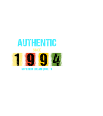 AUTHENTIC SINCE 1994, SUPERIOR URBAN QUALITY, 1994-BEN SZÜLETETT minta fekete pólón