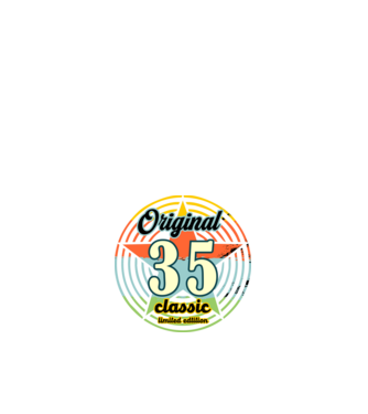 original classic, limited edition, születésnapi embléma, 35 éves minta fehér pólón