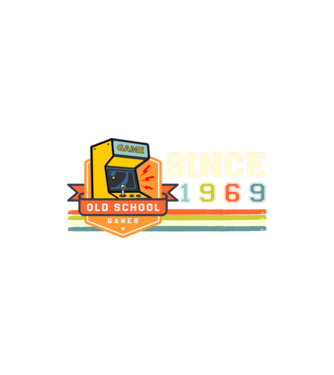 old school gamer, since 1960, régi játékos, szültésnap, 1969 minta homokszín pólón