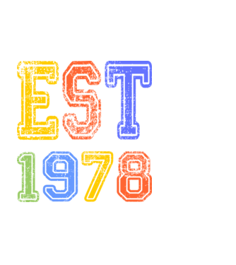 EST 1978 , alapítva 1978-ban, születlésnapi felirat 1978-ban születetteknek, gunge stílus minta fekete pólón