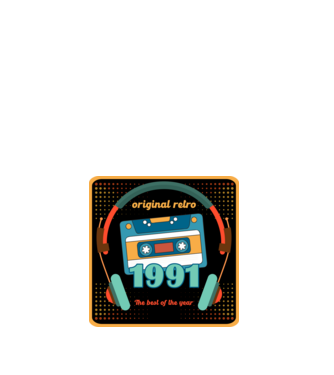 original retro audió kazetta, füles, régi magnókazetta évszámmal. 1991 minta fehér pólón