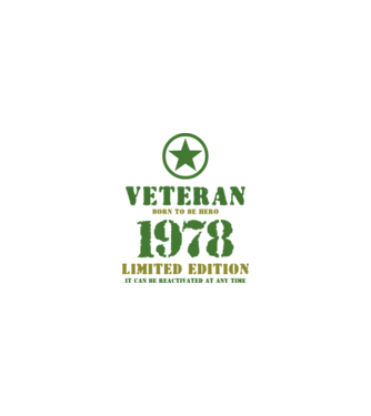 VETERAN, BORN TO BE HERO, SZÜLETÉSNAPI ÉVSZÁM FELIRATTAL 1978 minta homokszín pólón