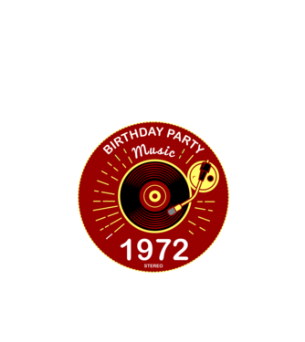 BIRTHDAY PARTY MUSIC, BAKELIT LEMEZJÁTSZÓ 1972 STEREO minta fekete pólón