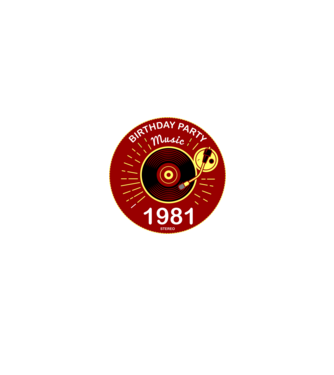 BIRTHDAY PARTY MUSIC, BAKELIT LEMEZJÁTSZÓ 1981 STEREO minta fekete pólón