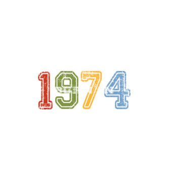born in 1974 születésnapi felirat minta fekete pólón