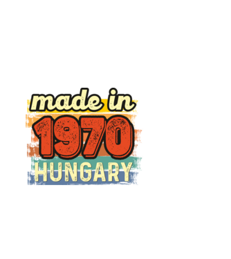 made in hungary felirat, retro évszám, grunge stílus, 1970 minta fekete pólón