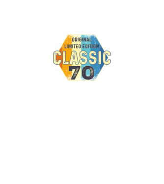 original classic limited edition embléma 70 éves születésnapra minta fekete pólón