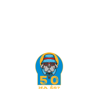 na és 50 éves születésnap, cool kutya sapkában minta fehér pólón