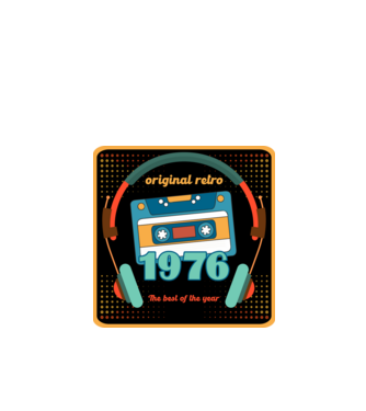 original retro audió kazetta, füles, régi magnókazetta évszámmal. 1976 minta fehér pólón