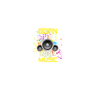 born to be music 2001-ben született, születésnapi zenés minta minta fekete pólón